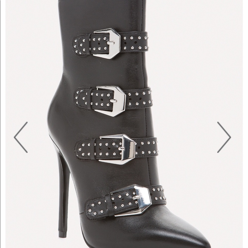 Bebe Isabella Leather Black Heeled Boots